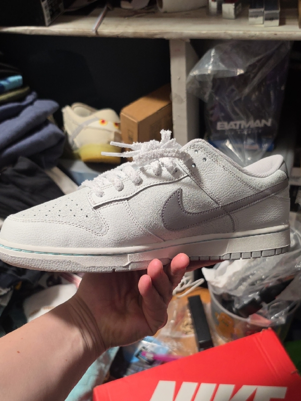 Nike Dunk Low Retro SE in Summit White and Metallic Silver - Picture 7 of 12